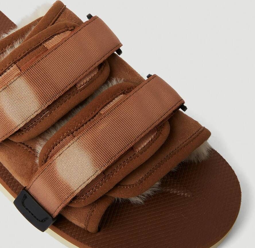 Suicoke Moto-mab Shearling Sandalen Bruin Unisex