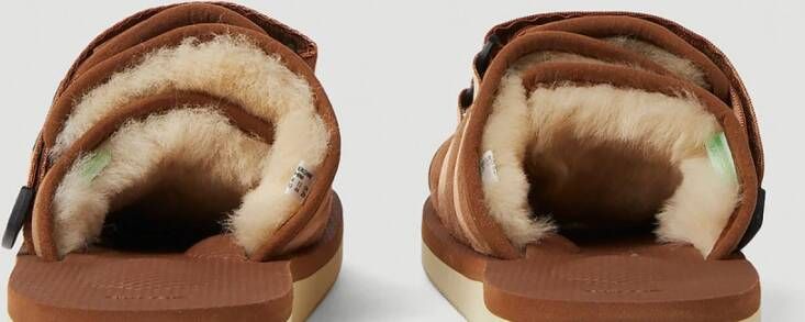 Suicoke Moto-mab Shearling Sandalen Bruin Unisex