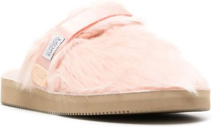 Suicoke Roze Faux-Fur Slip-On Sandalen Roze Dames