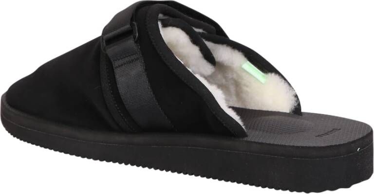 Suicoke Zwarte Sandalen met Shearling Voering