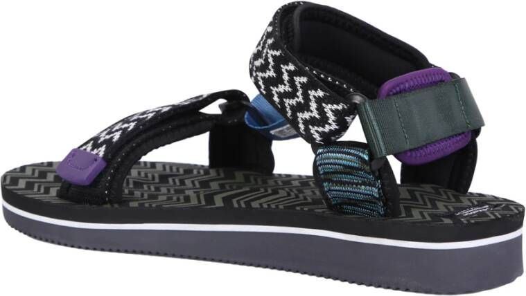 Suicoke Zwarte Sandalen met Zigzag Patroon