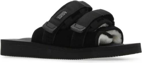 Suicoke Zwarte suede moto slippers Zwart Heren