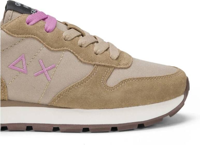 Sun68 Beige Leren en Stoffen Casual Sneaker