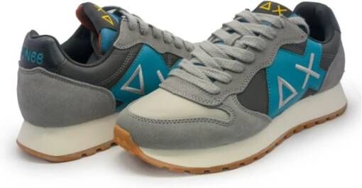 Sun68 Bicolor leren sneakers met suède details Gray Heren