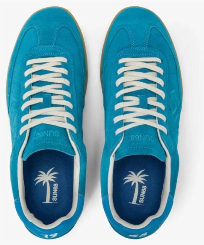 Sun68 Blauwe Leren Sneakers California Stijl