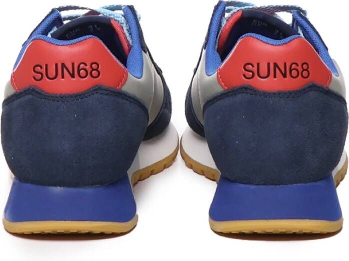 Sun68 Blauwe Sneakers met Suède en Stoffen Bovenwerk Blue Heren