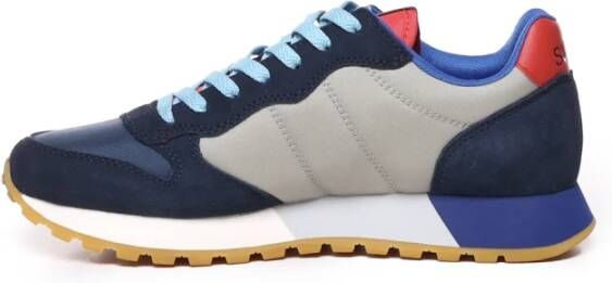 Sun68 Blauwe Sneakers met Suède en Stoffen Bovenwerk Blue Heren