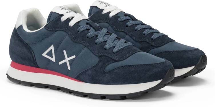 Sun68 Blauwe Suède Sneakers met Witte Details