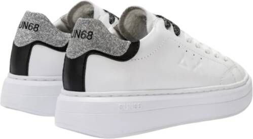 Sun68 Dames Sneakers van Leer met Glitterdetail Wit Dames
