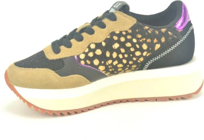 Sun68 Gedrukte Runner in Zwart en Kameel Multicolor Dames