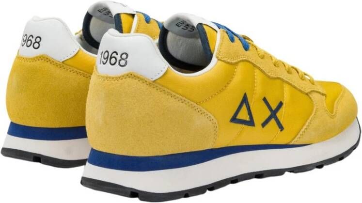 Sun68 Gele Suède Sneakers met Blauwe Veters