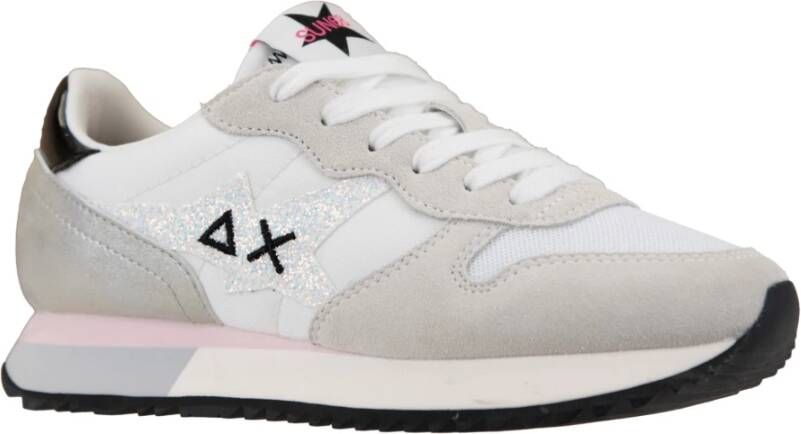 Sun68 Glitter Sneakers met Suède en Stof White Dames