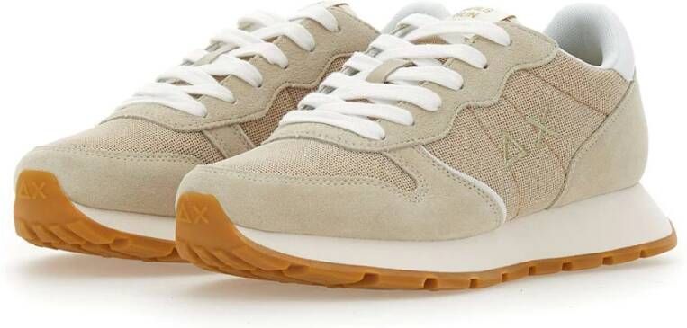 Sun68 Glitter Stof Dames Sneakers Zand Roze