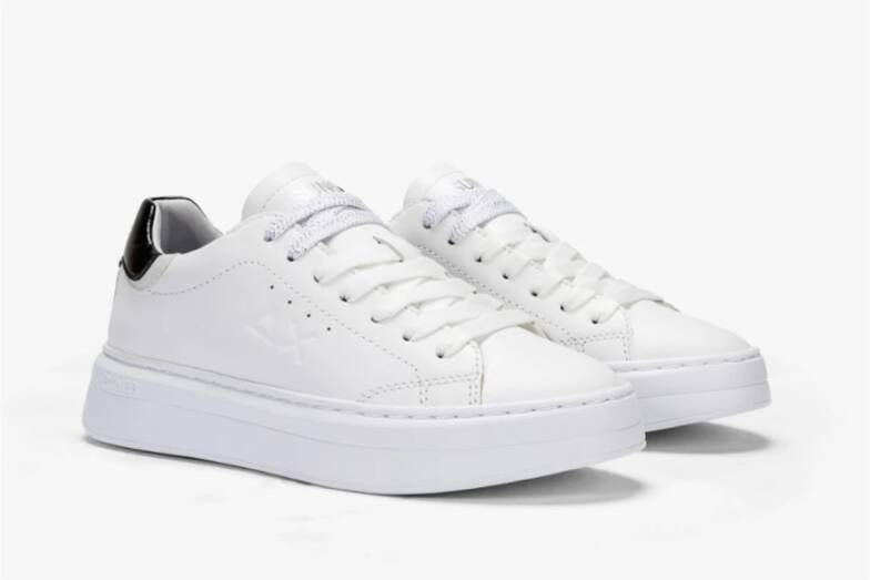 Sun68 Grace Leather Sneakers in Zwart Wit White Dames