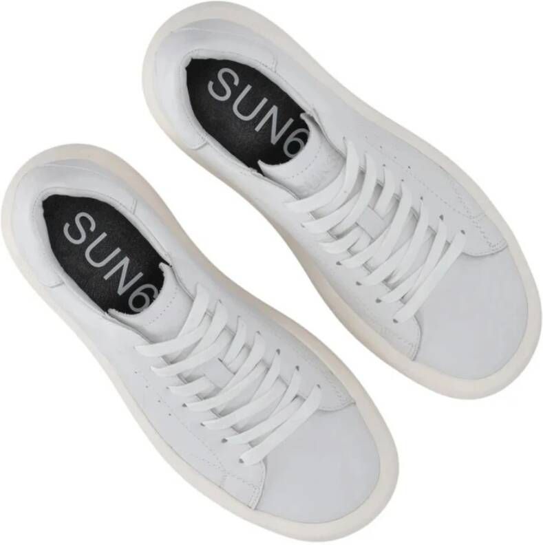 Sun68 Klassieke Heren Sneakers Wit Leer Lente Zomer