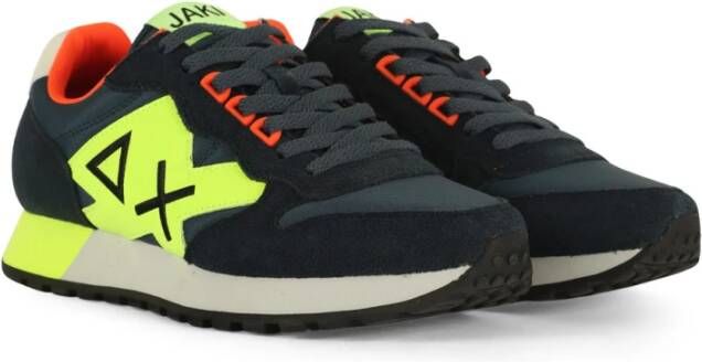 Sun68 Leren en stoffen sneakers Jaki Fluo Multicolor Heren