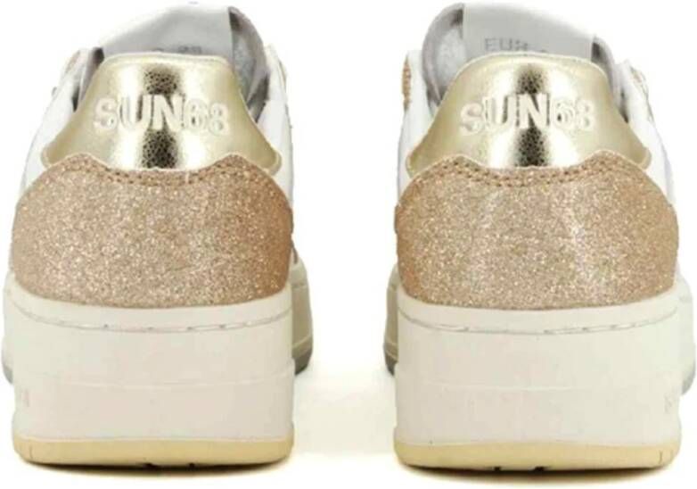 Sun68 Liefde Dame Basket Sneakers Wit Goud