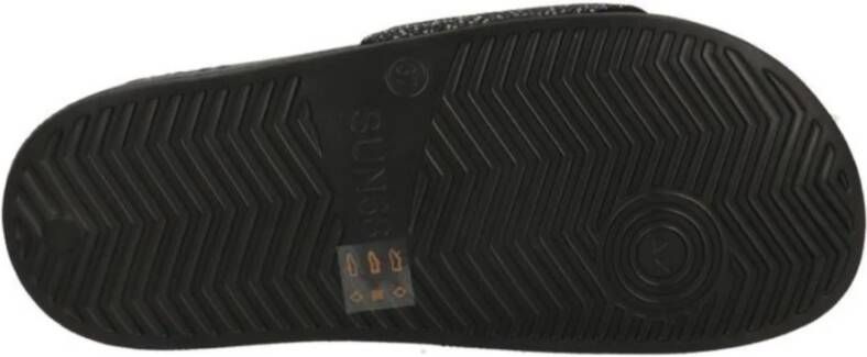Sun68 Logo Strass Slippers Zwart Goud