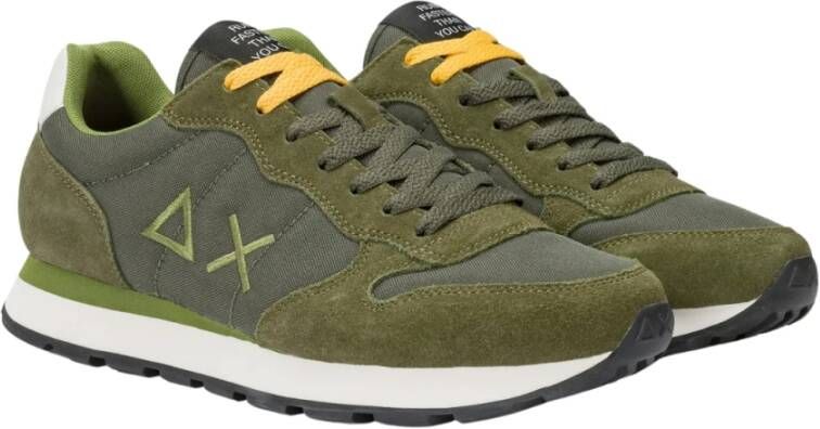 Sun68 Militaire Sneakers Tom Solid Leer Textiel Green Heren