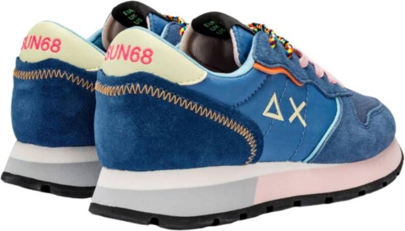 Sun68 Multicolor Nylon Sneakers met Geborduurd Monogram Blue Dames
