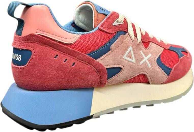 Sun68 Rode Lage Top Sneakers Geranio
