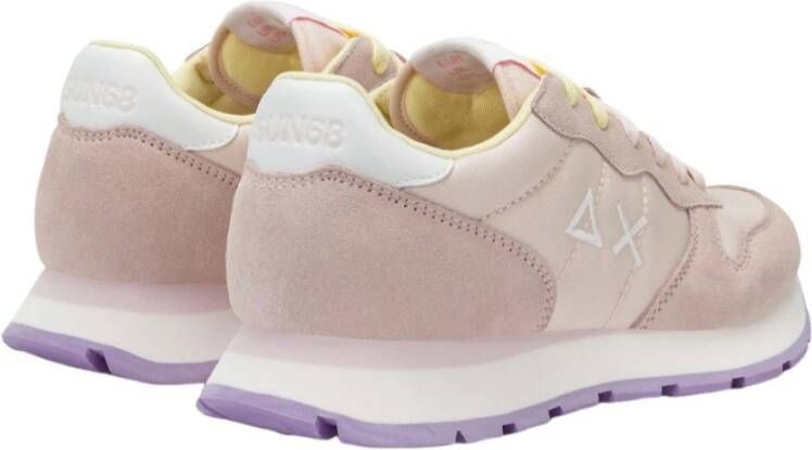 Sun68 Roze Suède Sneakers met Gele Veters