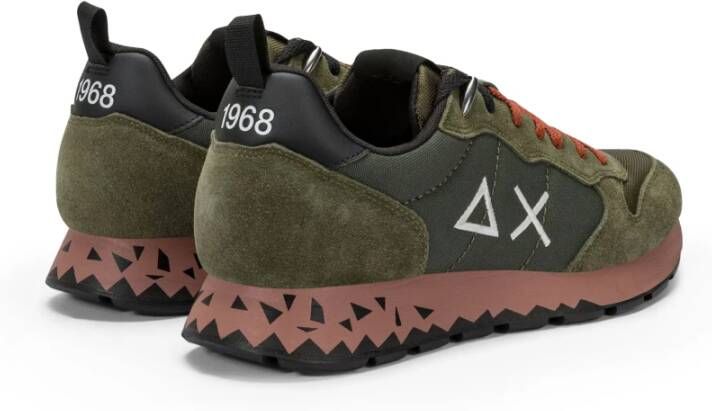 Sun68 Sneakers van suède en militaire stof