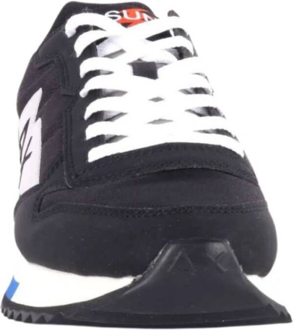 Sun68 Zwarte platte sneakers met geborduurd logo Zwart Heren