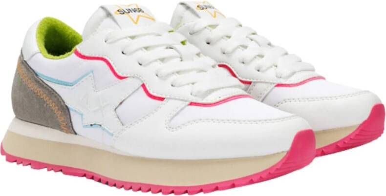 Sun68 Sportieve Sneaker in Wit Leer en Nylon White Dames