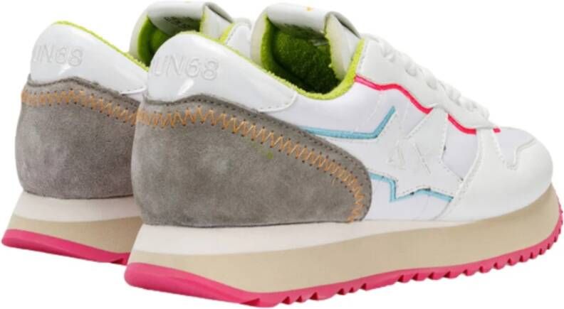 Sun68 Sportieve Sneaker in Wit Leer en Nylon White Dames