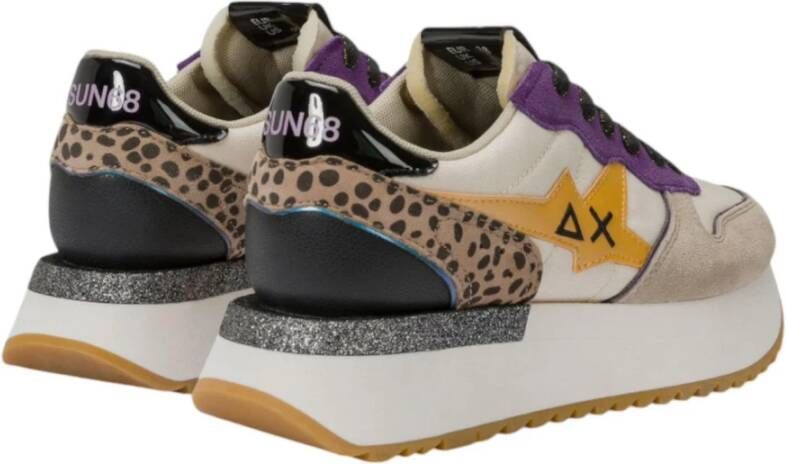 Sun68 Stargirl Mix Materiaal Sneaker Cream Multicolor Dames