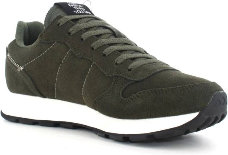 Sun68 Tom Suede Donkergroene Sneakers Green Heren