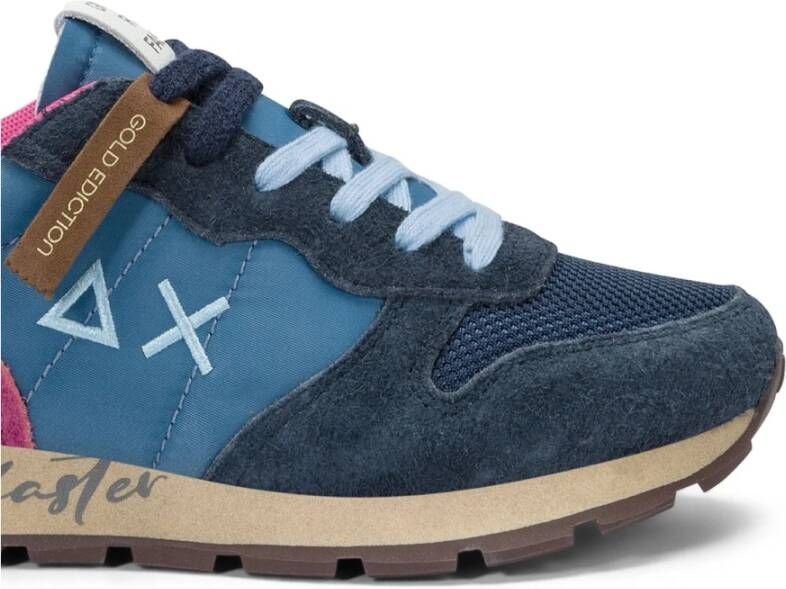 Sun68 Vintage Casual Sneaker Blauw Nylon Suède