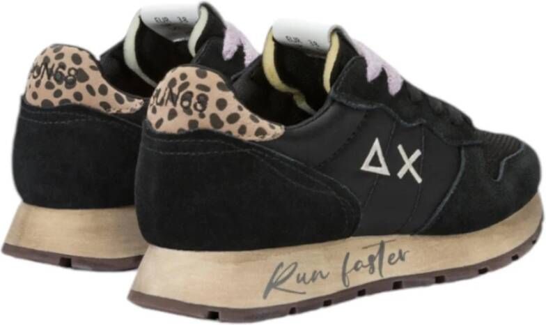 Sun68 Vintage Sneaker Zwart met Witte Inzet Black Dames