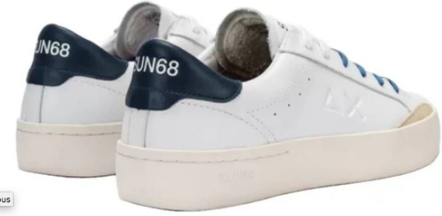 Sun68 Wit Blauw Leren Street Schoenen