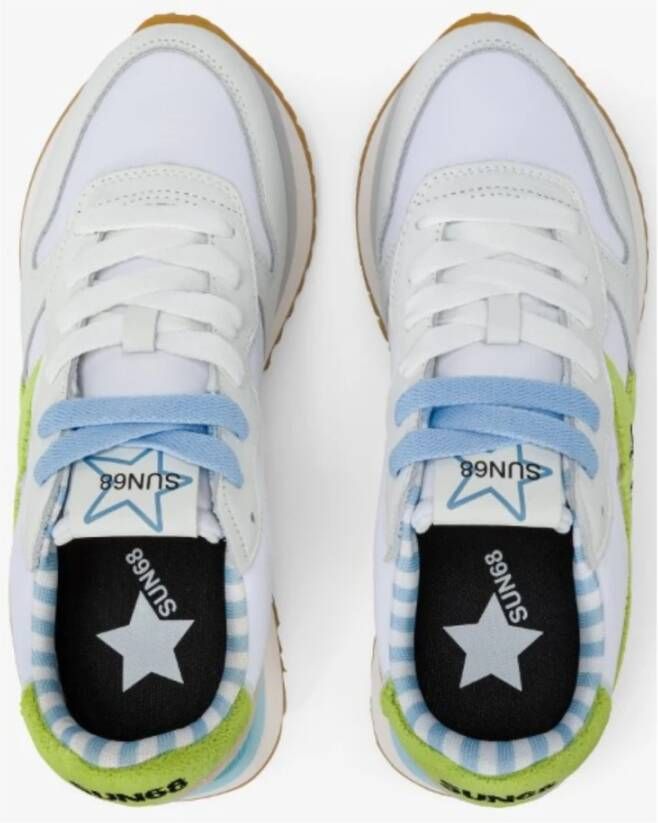 Sun68 Wit Lime Leren Spongy Sneakers