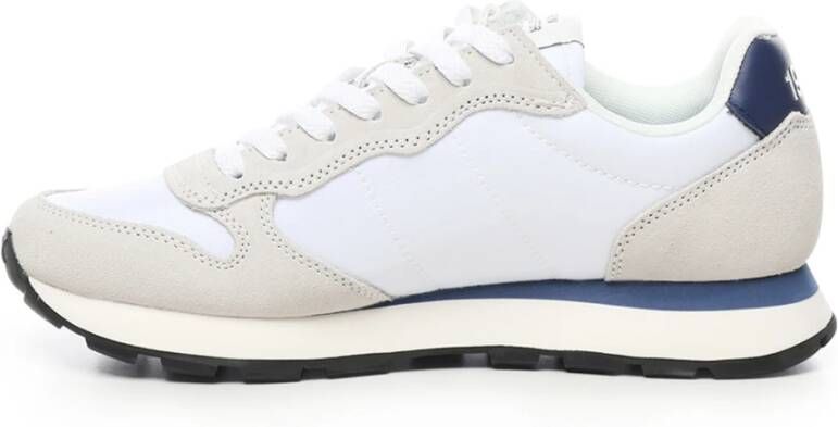 Sun68 Witte Blauwe Sneakers met Zijlogo
