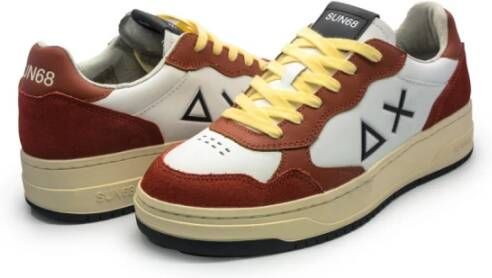 Sun68 Witte en Oranje Leren Sneakers Multicolor Heren