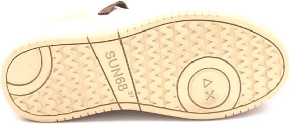 Sun68 Witte Leren Sneakers met Gouden Details