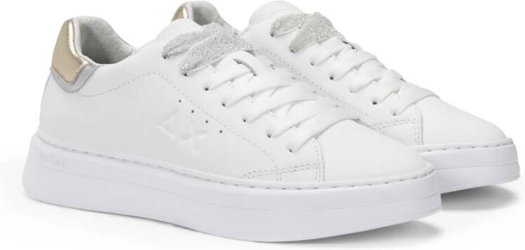 Sun68 Witte leren sneakers met metallic details