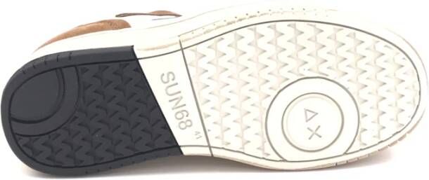 Sun68 Witte leren sneakers met zwarte details