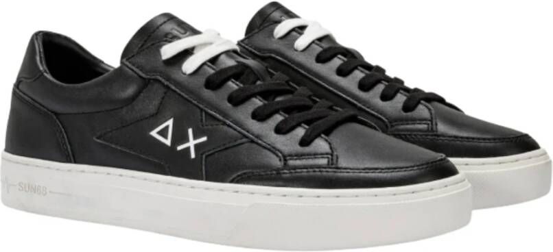 Sun68 Zwarte Leren Skate Sneakers Zwart Heren