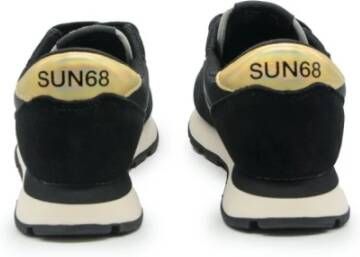 Sun68 Zwarte leren sneakers met glinsterende gouden details Zwart Dames