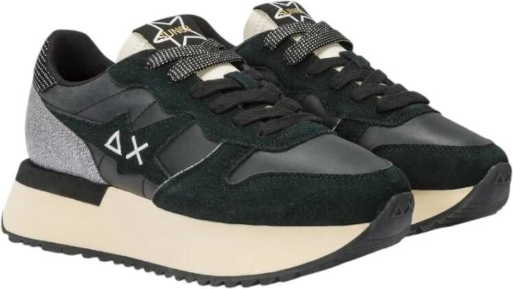 Sun68 Zwarte Sneakers met Metallic Details Black Dames