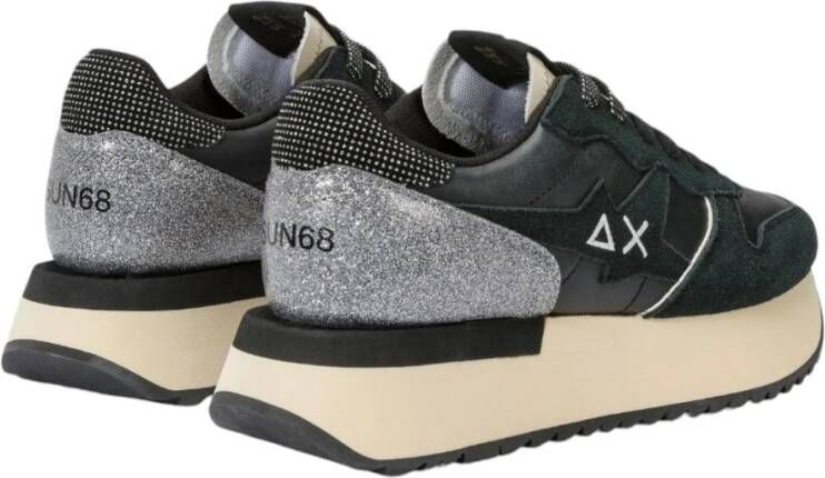 Sun68 Zwarte Sneakers met Metallic Details Black Dames