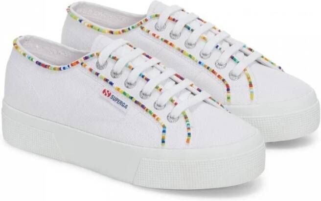 Superga Multicolor Kralen Platform Sneakers White Dames