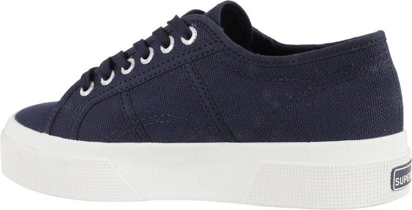 Superga Navy Blauw Platform Canvas Sneakers