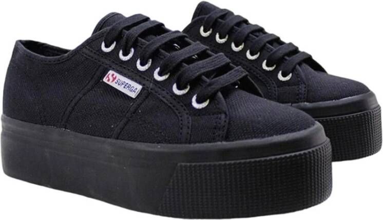 Superga Zwarte casual damessneakers an textiel Black Dames