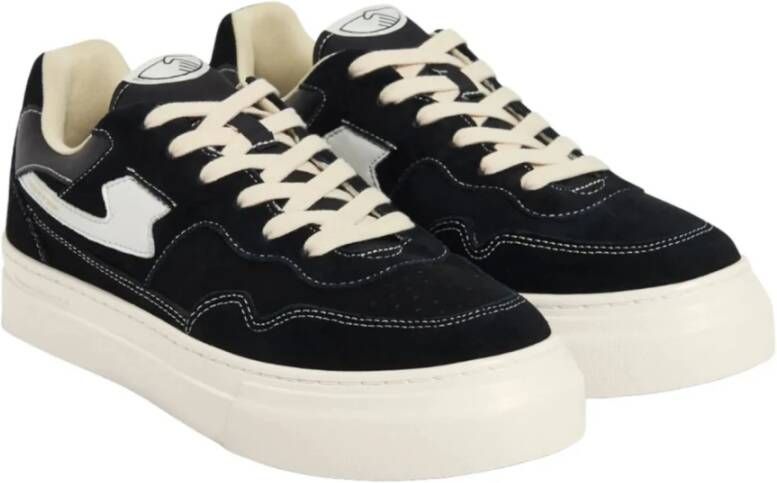 S.w.c. Stepney Workers Club Stepney Workers Club Pearl Strike suede sneakers Black white Zwart Heren