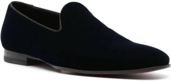 Tagliatore Midnight Blue Velvet Slip-On Schoenen Blue Heren